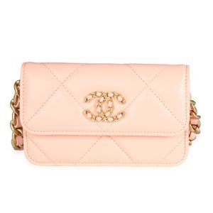 Chanel Light Orange Quilted Lambskin Chanel 19 Mini Flap Bag